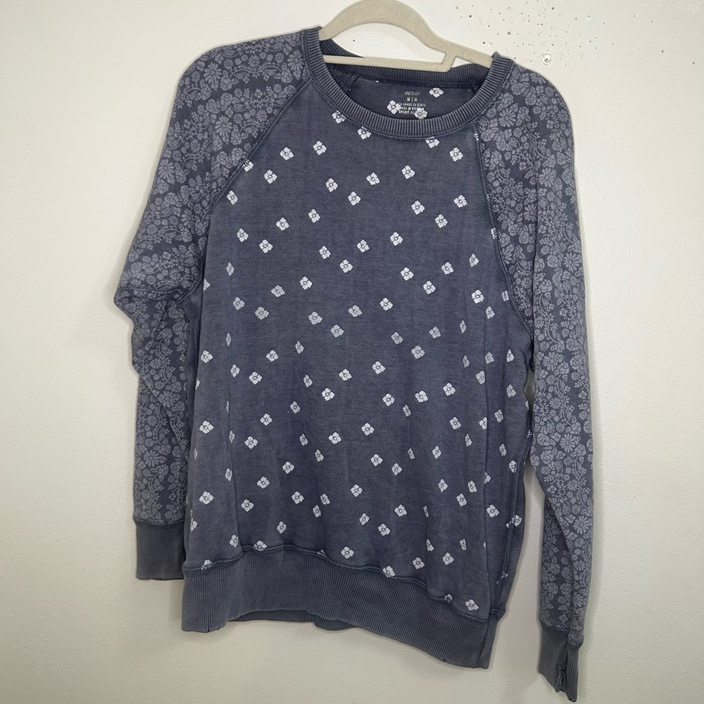 Aerie blue printed pattern crew neck sweatshirt